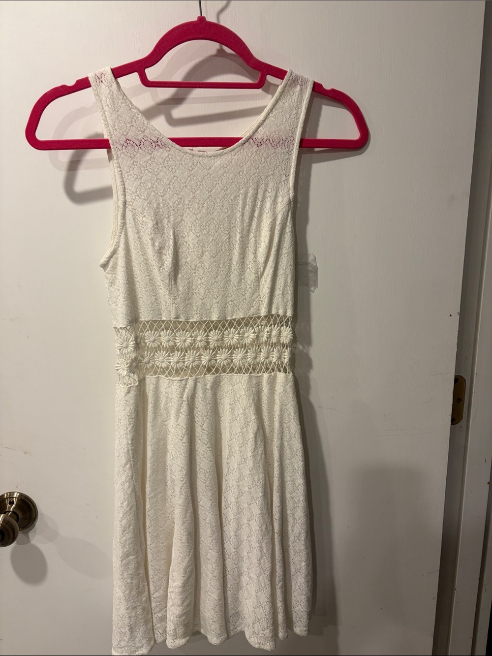 Free People Ivory Lace Fit-and-Flare Dress size 0 sleeveless